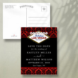 Glitter Damask Las Vegas Wedding Save the Date Aankondigingskaart