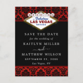 Glitter Damask Las Vegas Wedding Save the Date Aankondigingskaart (Voorkant)