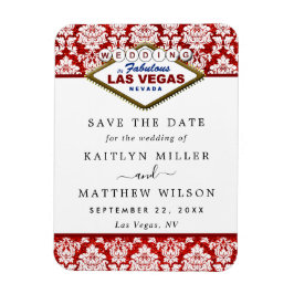 Glitter Damask Las Vegas Wedding Save the Date Magneet