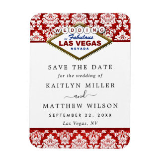 Glitter Damask Las Vegas Wedding Save the Date Magneet
