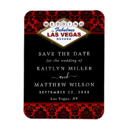 Glitter Damask Las Vegas Wedding Save the Date Magneet