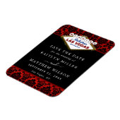 Glitter Damask Las Vegas Wedding Save the Date Magneet (Linkerzijde)