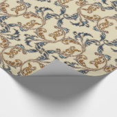 Glitter Damask Navy Gold Cadeaupapier (Hoek)