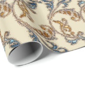 Glitter Damask Navy Gold Cadeaupapier (Rol Hoek)