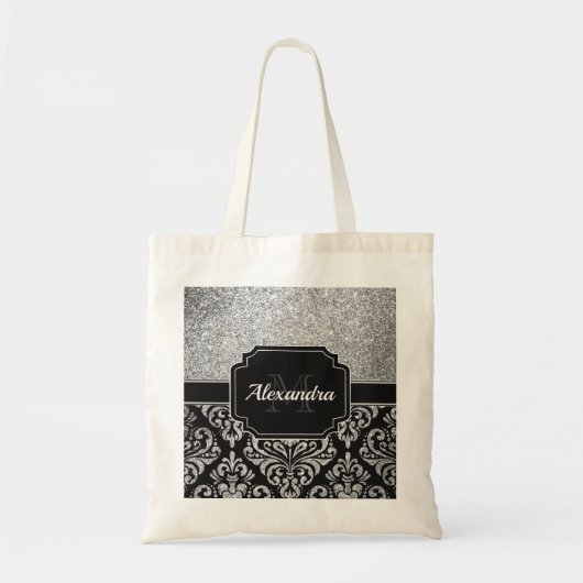 Glitter Damask Tote Bag (Voorkant)