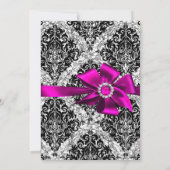 Glitter Damast & Roze Edelsteen Boog Sweet 16 Uitn Kaart (Achterkant)