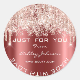 Glitter dank gemaakt met liefde Bourgondië Confett Ronde Sticker