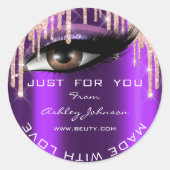 Glitter Dank je Roos Paars met liefde Ronde Sticker (Voorkant)