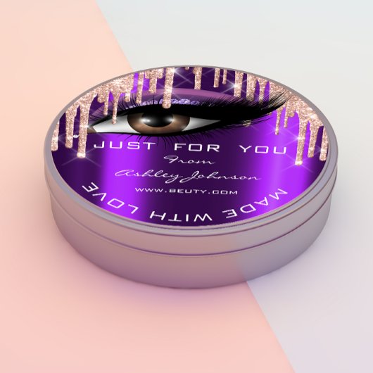 Glitter Dank je Roos Paars met liefde Ronde Sticker