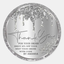 Glitter Dank Je Zilveren Druppelende Glitters Ronde Sticker