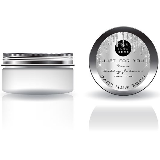 Glitter Dank Logo gemaakt met Love Silver Grey Ronde Sticker