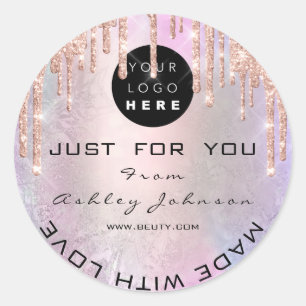 Glitter Dank Logo gemaakt met Roos van de Liefde R Ronde Sticker