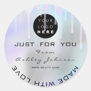 Glitter - Dank Logo Holograaf gemaakt met grijs bl Ronde Sticker