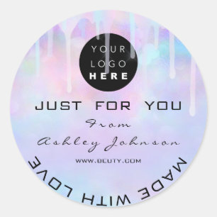 Glitter Dank Logo Holograaf Made Ombré Blue Ronde Sticker