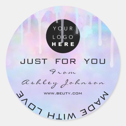 Glitter Dank Logo Holograaf Made Ombré Blue Ronde Sticker (Voorkant)