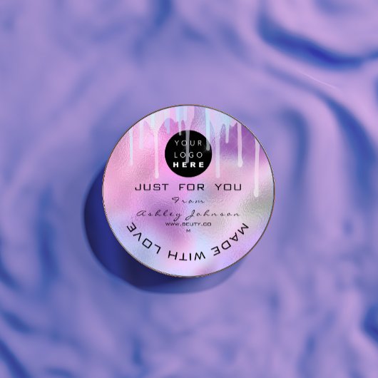 Glitter Dank Logo Holograaf Metal Pink Paars Ronde Sticker