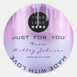 Glitter Dank Logo Holograaf Metal Pink Paars Ronde Sticker