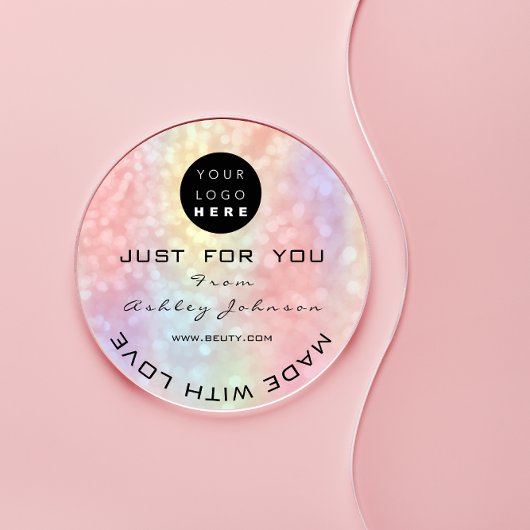 Glitter - Dank Logo Holograaf unieke roze ombré Ronde Sticker