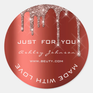 Glitter dank u Roos Red Made Small Business Ronde Sticker