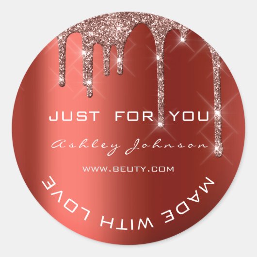 Glitter dank u Roos Red Made Small Business Ronde Sticker (Voorkant)