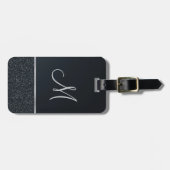 Glitter Dark Grey met Monogram Bagagelabel (Voorkant horizontaal)