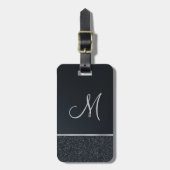Glitter Dark Grey met Monogram Bagagelabel (Voorkant verticaal)