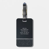 Glitter Dark Grey met Monogram Bagagelabel (Achterkant verticaal)