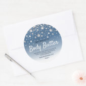 Glitter dauw op blauwe Waterverf body boter labels (Envelop)