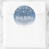 Glitter dauw op blauwe Waterverf body boter labels (Tas)