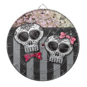 Glitter Day of the Dead Girly Skulls Pirate Stripe Dartbord (Voorkant)