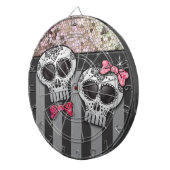 Glitter Day of the Dead Girly Skulls Pirate Stripe Dartbord (Voorkant Rechts)