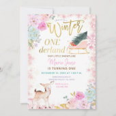 Glitter Deer Pink Winter Onederland  Kaart (Voorkant)