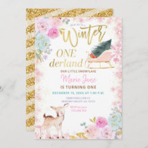 Glitter Deer Pink Winter Onederland 