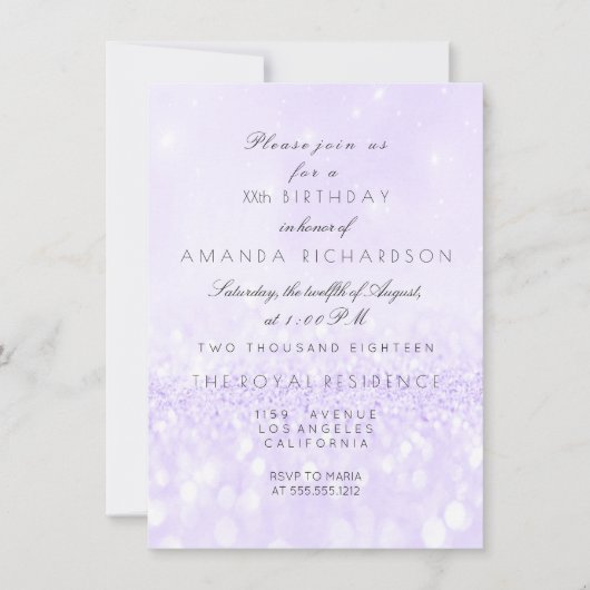 Glitter Delicate Pastel Lavendel Paars Amethist Kaart (Voorkant)