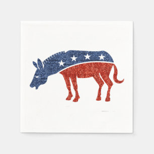 glitter democraat donkey paper napkins servetten