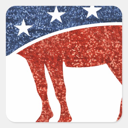 glitter democraat donkey vierkante sticker (Voorkant)