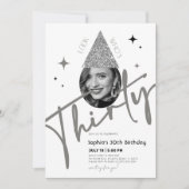 Glitter Dertig 30e Verjaardag Uitnodiging met Foto (Voorkant)
