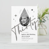 Glitter Dertig 30e Verjaardag Uitnodiging met Foto (Staand voorkant)