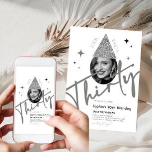Glitter Dertig 30e Verjaardag Uitnodiging met Foto