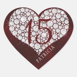 Glitter diamanten hart bordeaux quinceanera sticker