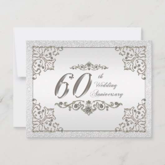 Glitter Diamanten Uitnodiging 60-jarig Huwelijksju (Voorkant)