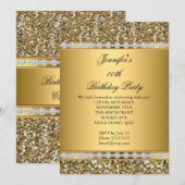 Glitter Diamond Birthday Party 2 Kaart (Voorkant / Achterkant)