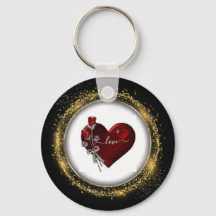 Glitter Diamond en Gold Valentijn Heart Keychain