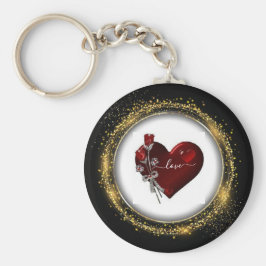 Glitter Diamond en Gold Valentijn Heart Keychain
