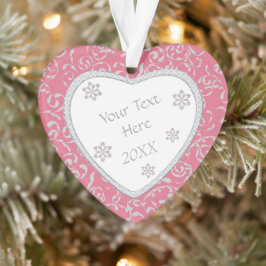 Glitter Diamond Lijst Pink Damask Valentijn Ornament