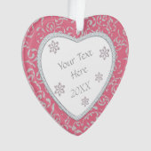 Glitter Diamond Lijst Pink Damask Valentijn Ornament (voorkant)