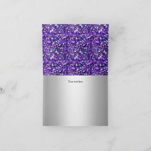 Glitter & Diamond Tiara Paarse bedankkaart (Binnen)