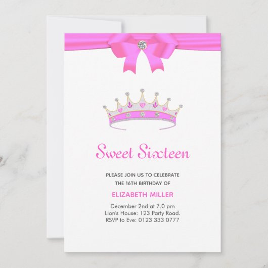 Glitter Diamond Tiara Sweet Sixteen Kaart (Voorkant)