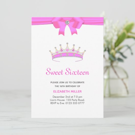 Glitter Diamond Tiara Sweet Sixteen Kaart (Staand voorkant)