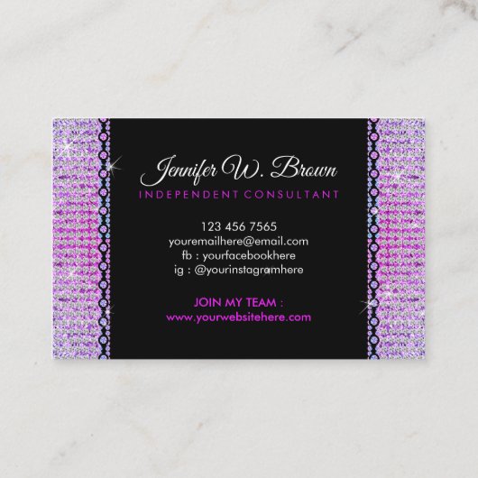 Glitter Diamonds Girly Visitekaartje (Achterkant)